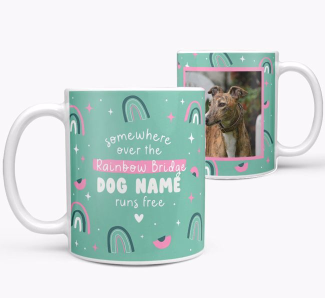 Somewhere Over The Rainbow Bridge: Personalized {breedFullName} Photo Upload Mug